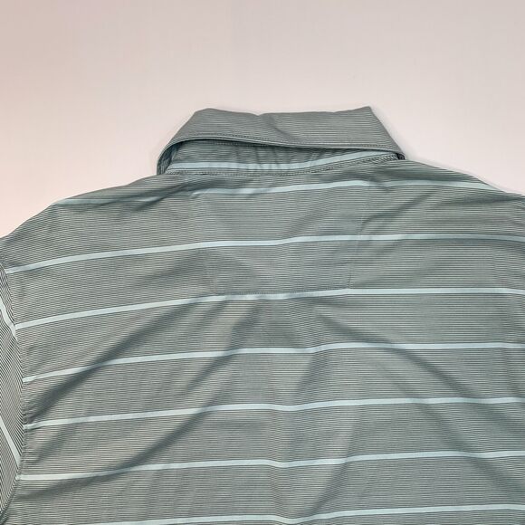 Matte Grey Polo Shirt Mens L Large Striped Stretch Side Seam Slit Short Sleeve - Picture 7 of 11